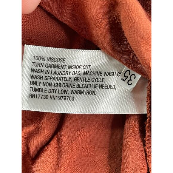 Knox Rose Shirt Women XXL 2XL Burnt Orange Long Sleeve Peasant Blouse V-Neck NWT - Picture 7 of 8
